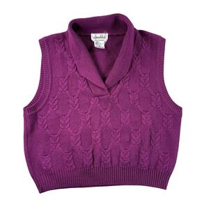 VINTAGE Alpenblick Sweater Womens 40 Purple Sleeveless‎ V Neck Pure Wool Retro